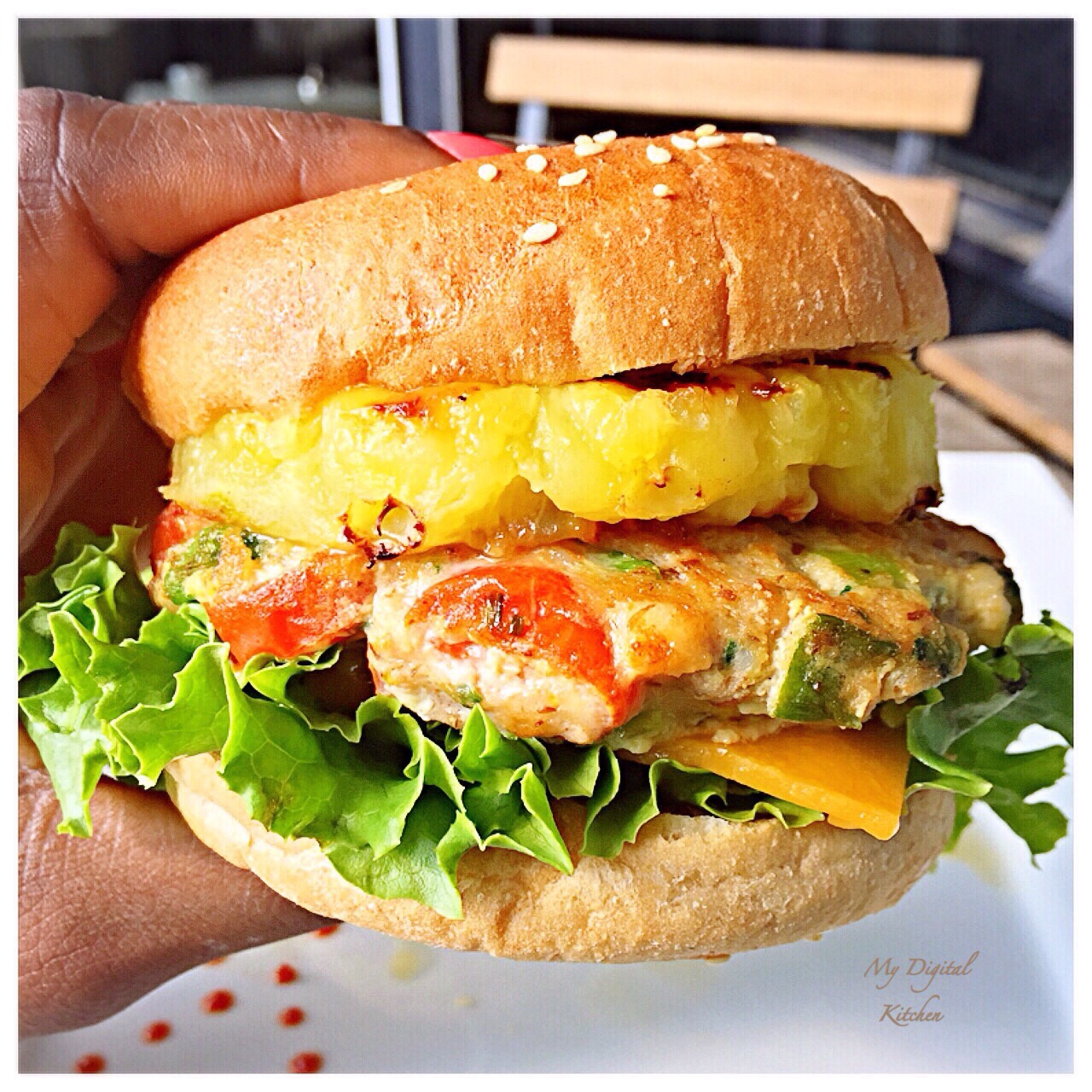 GRILLED PINEAPPLE AND SPICY SHRIMP BURGERS - My Digital Kitchen